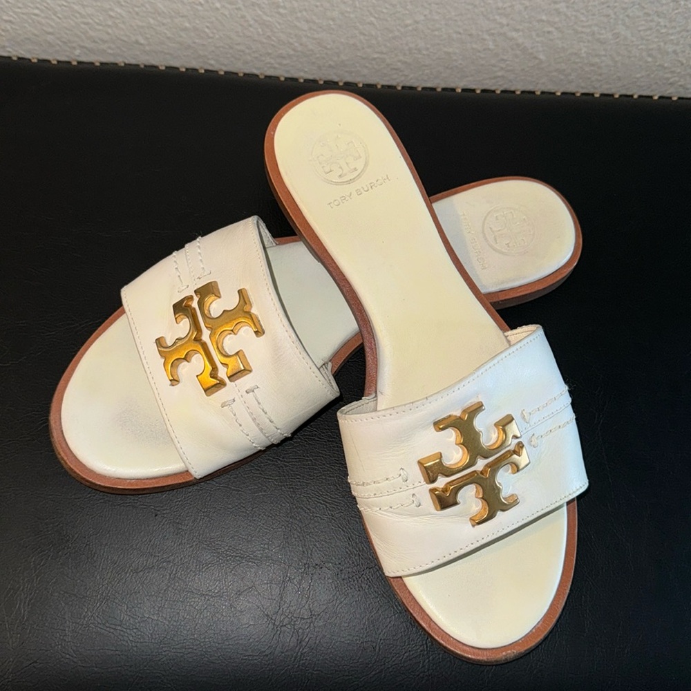 TORY BURCH Everly Calf Leather Slide/Slipper/Sandal